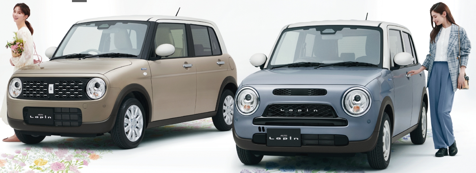 スズキラパンの外観。可愛らしいデザインが特徴の軽自動車